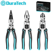DURATECH 3PCS Pliers Set 6 in 1 Multifunctional Wire Stripper Crimper Cutter