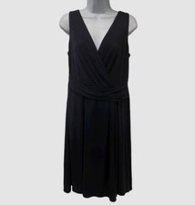 $126 Ralph Lauren Women's Blue V-Neck Sleeveless Jersey A-line Dress Size 12