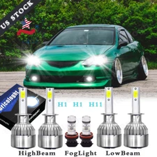 For Acura RSX 2004 2003 2002 LED Headlight High/low +Fog Light Bulbs Combo 6000K