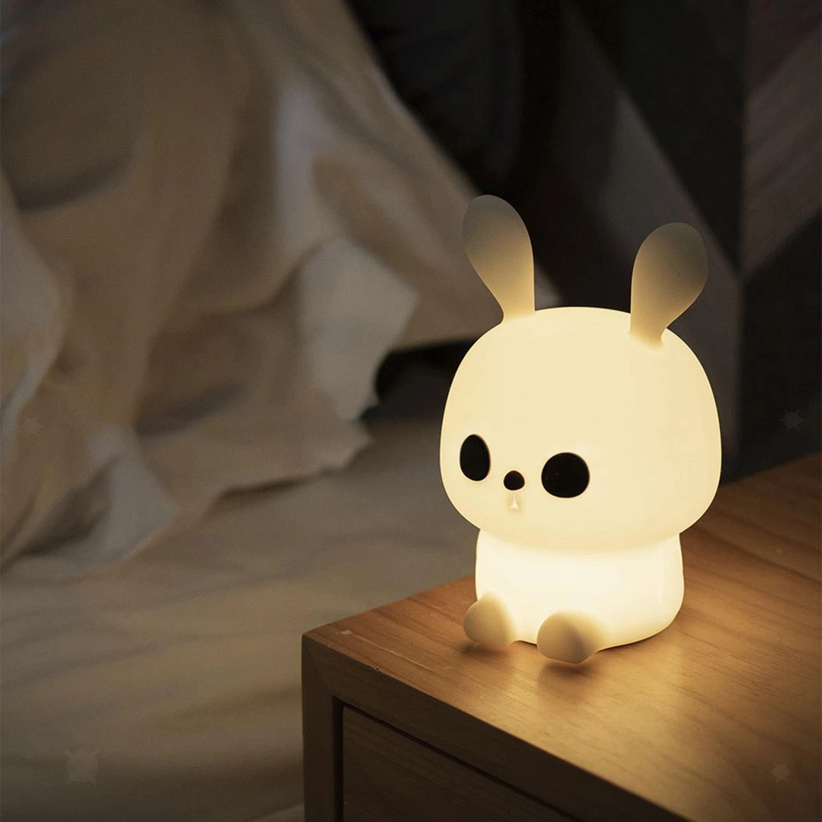 Night Light Girls Silicone Rabbit Cute Table Lamp LED