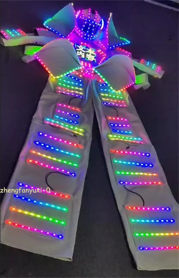 NUEVO LED Robot RGB Zanco Disfraz Ropa Luminosa Casco Trajes Traje Brillante Foto 2 de 4