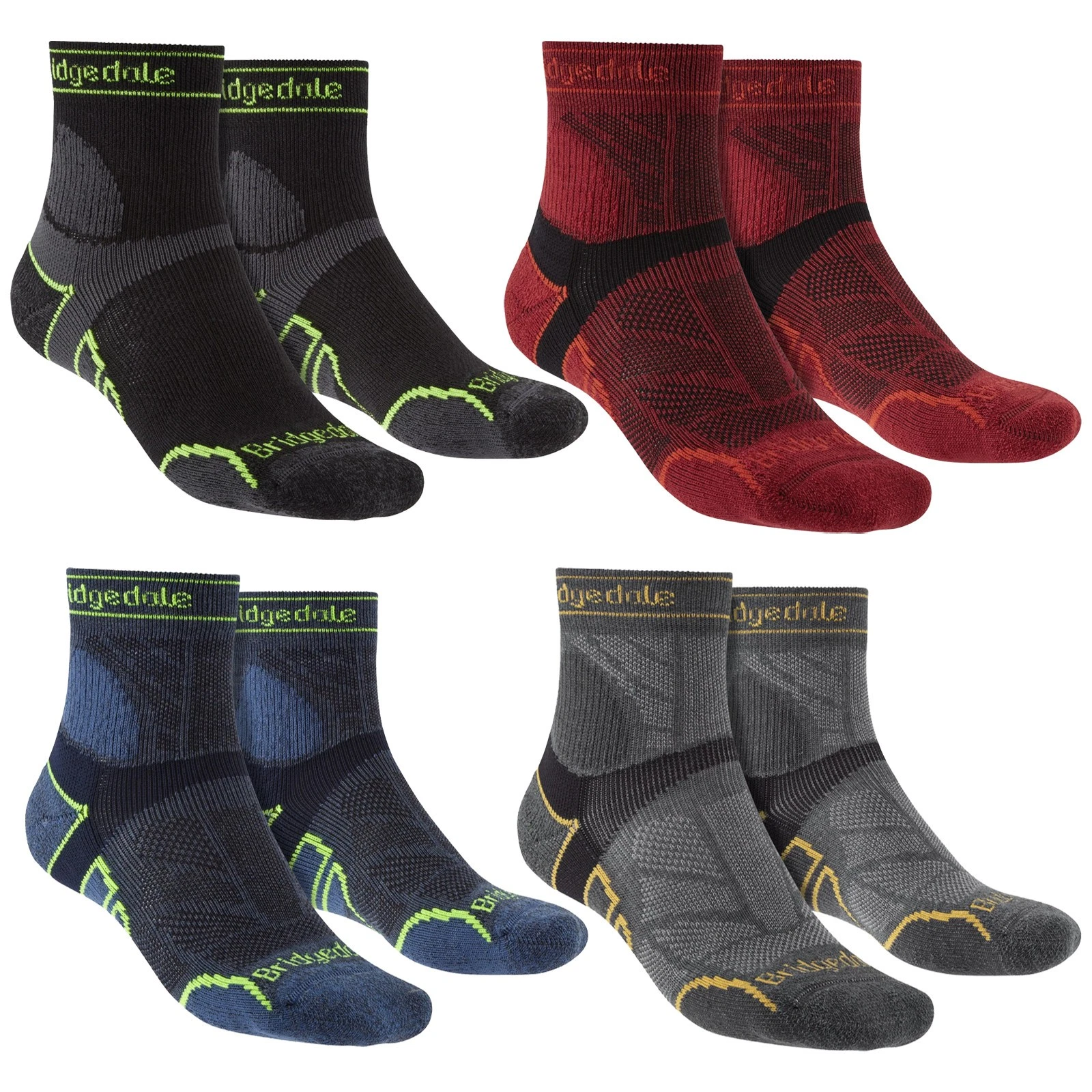 Bridgedale - Mens Trail Running Lightweight T2 Merino Wool Sport 3/4 Crew Socks