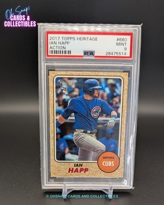   2017 Topps Heritage Ian Happ RC Action Shot PSA 9 MINT Chicago Cubs  