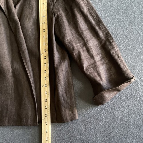 Talbots Jacket Open Front Blazer Size M Brown Pure Irish Linen Pockets Lagenlook - Picture 7 of 18
