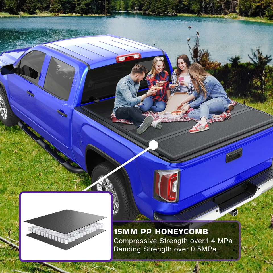 6.5FT 4Fold FRP Hard Tonneau Cover For 1988-2002 Chevy GMC C1500 K2500 Truck Bed Foto 4 de 4