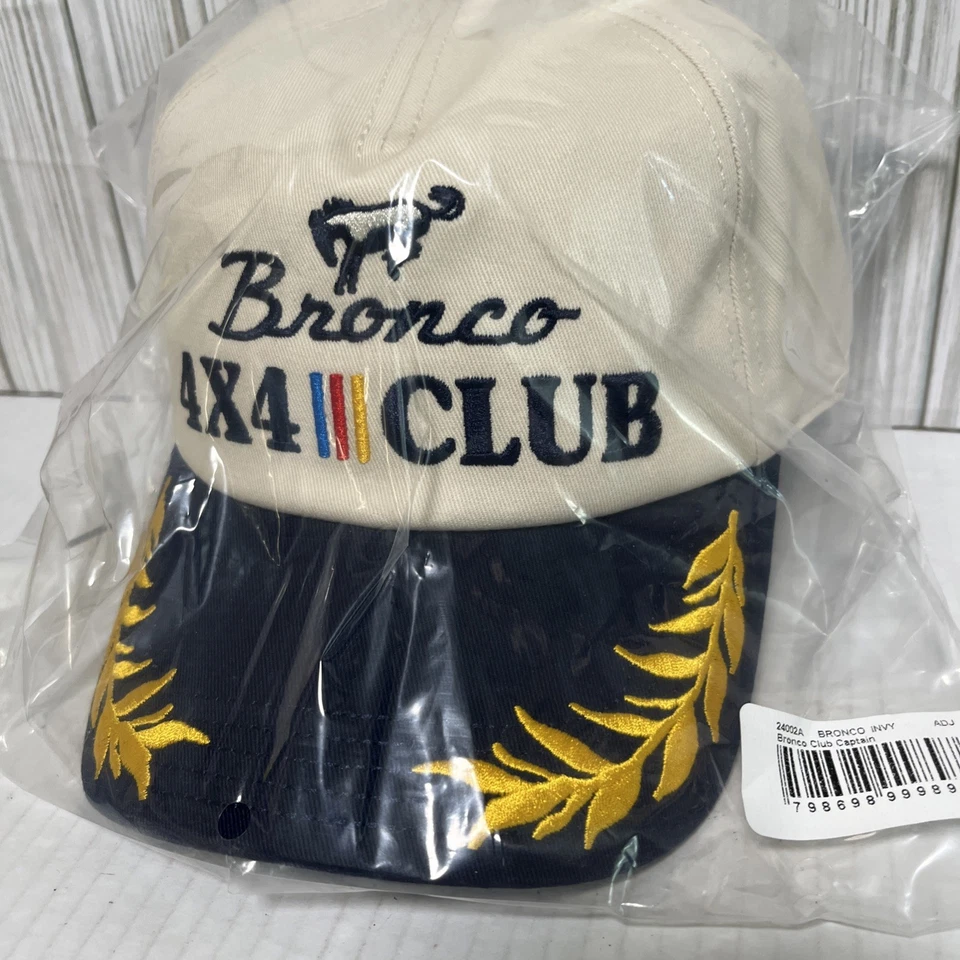 Gorra Ford Bronco Snap Back 4x4 Club hojas doradas azul marino crema aguja americana Foto 4 de 4