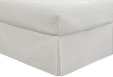 Wrinkle Bed Skirt 650TC Full, Solid White Cotton Blend 650 Thread Count