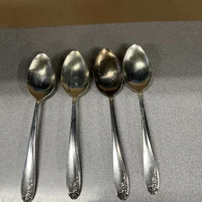 Wm. Rogers Mfg. Co. Tupperware Rose Silverplate Serving Spoons 8.5”