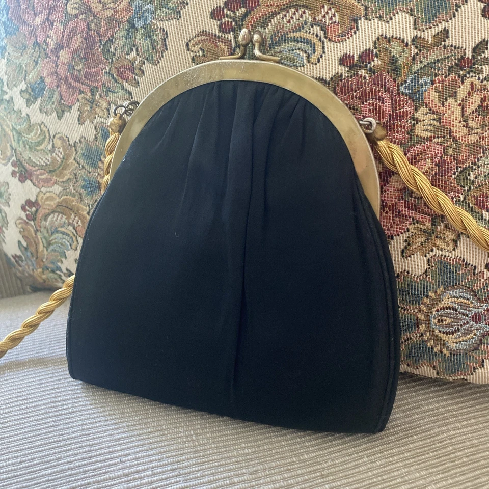 Cartera de noche negra HL Harry Levine de colección con cierre de broche Bolso de mano EE. UU. Foto 2 de 4