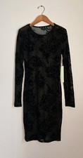 NWT IRIS Sheer Black Lace Overlay Dress Womens Medium Long Sleeves