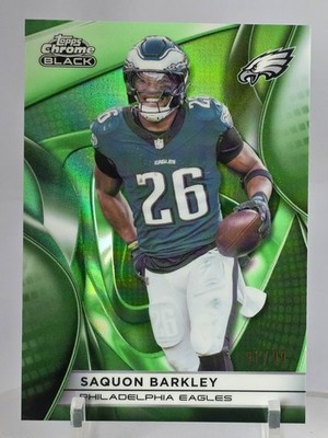 2025 Topps Chrome Black Saquon Barkley /99 Green Color Match Eagles #82