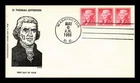 PHOSPHORESCENT TAGGED THOMAS JEFFERSON 2C FIRST DAY ISSUE ZASO US COVER
