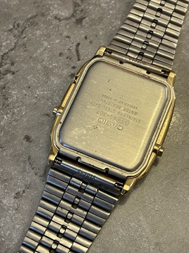 Vintage Casio AQ-307 Digital LCD Mens Quartz Watch Korea 308 Gold Tone 995 - Picture 7 of 13