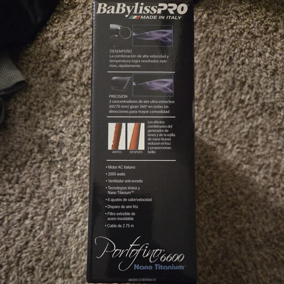 BaBylissPro Nano Titanium Porfoting 6600 Nano Titanium Hair Dryer 2000 watts - Image 4 of 4