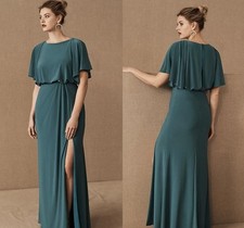 NEW W/ TAG | BHLDN Lena High-Neck Jersey  Flutter Sleeve Maxi Dress | Teal | 2
