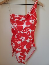 NWT Vince Camuto Floral One Piece Swimsuit One Strap Size 6 Tangerine