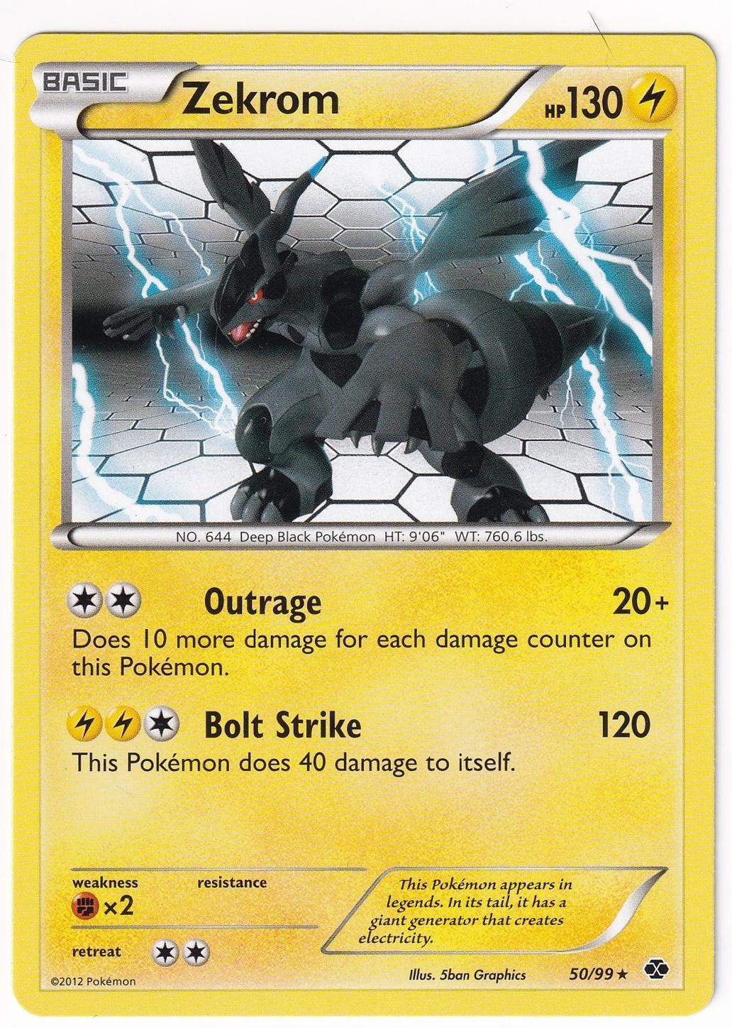 Pokemon TCG Zekrom 50/99 Rare Next Destinies NM