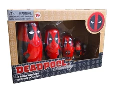 DEADPOOL: Deadpool Family 5 Piece Wooden Nesting Dolls In Box. Brand New 14+
