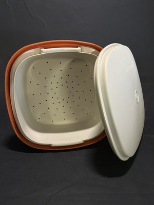 Vintage Tupperware Dampfgarer Reiskocher Sieb orange Wanne 70er Retro Behälter