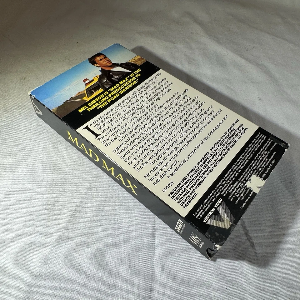 Vintage Mad Max VHS Movie Tape Mel Gibson 1979 1983 Vestron Video Foto 2 de 4