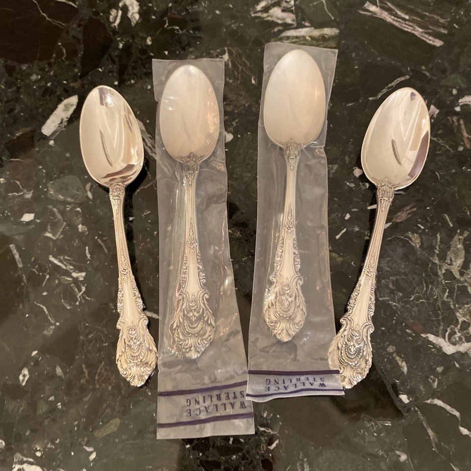 4 WALLACE SIR CHRISTOPHER SILVER TEASPOON FLATWARE SET 10AVAILABLE W 2SEALED BAG - Image 3 of 4