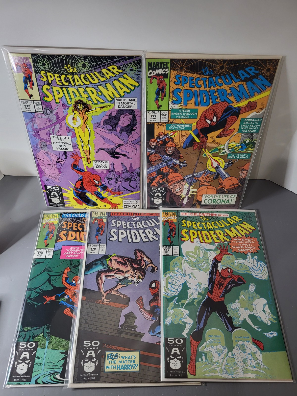 Spectacular Spider-man Vol 1. (5) Comic Lot Issues 176-177-178-179
