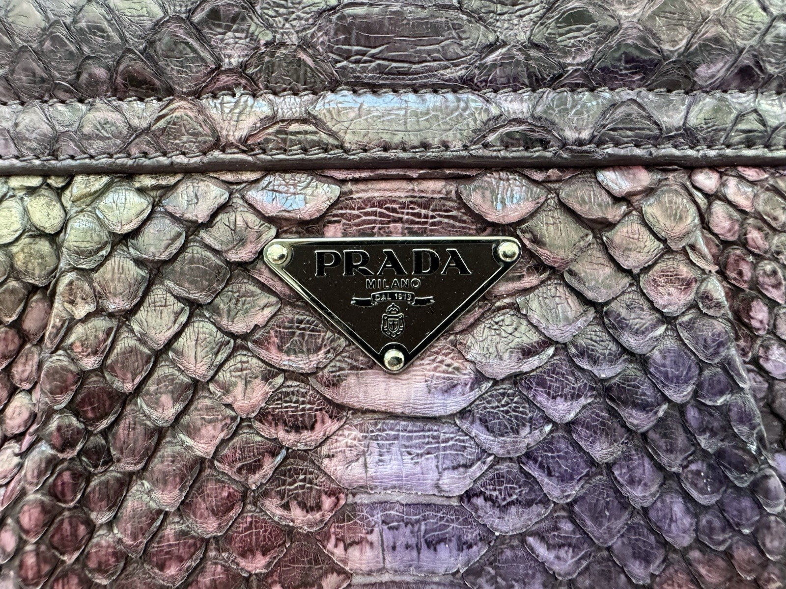 Prada Pink/Purple Python Leather Medium Shoulder … - image 5