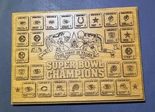 NFL The First 25 Super Bowls 14x10 Wood Plaque 49ers, Patriots, Chiefs