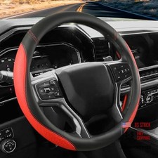 Car Steering Wheel Cover for Chevy Silverado 1500 2500 3500, Medium Size C-Red