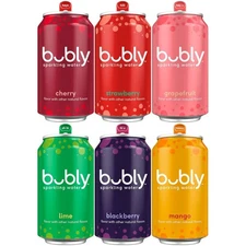bubly Sparkling Water, 6 Flavor Variety Pack (Blackberry, Lime, Cherry, Grapefru