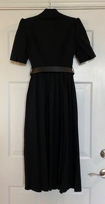 Karen Millen Tailored Structured Crepe Forever Pleat Belted Midi Dress Sz  US 4 | eBay
