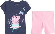 New 2 Piece Jumping Beans Peppa Pig Shirt  Pink Bike Shorts Outfit Size 3T NWT