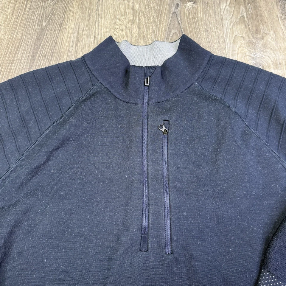 Smartwool Intraknit Merino Tech 1/4 Zip Sweater Blue/Gray Men’s Size XL - Image 2 of 4