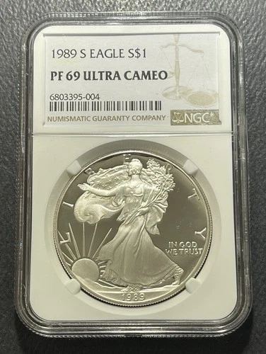 American Silver Eagle 1989S One Ounce Silver Coin: NGC PF 69 Ult Cam-BL9602853-4