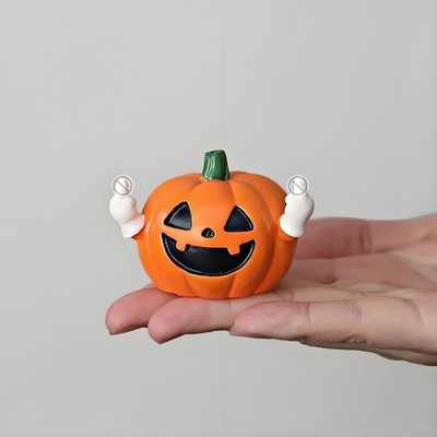 Funny Middle Finger Pumpkin Figurine   Mini Halloween Decor for Party & Home