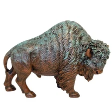 Rustic Bison Statue Figurine - Bronze-Colored Finish Resin Bison - Buffalo Sc...
