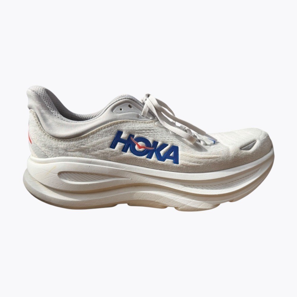 Hoka Bondi 9 Men's Running Sneakers White Blue Size 10.5D Blue White