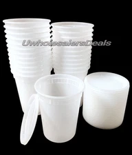 32 oz (One Quart) Round Plastic Food Storage Deli Soup Containers Tubs with Lids