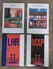 4 Rimowa Luggage Travel Stickers:  London, Milan, Shanghai, Seoul, Brand New