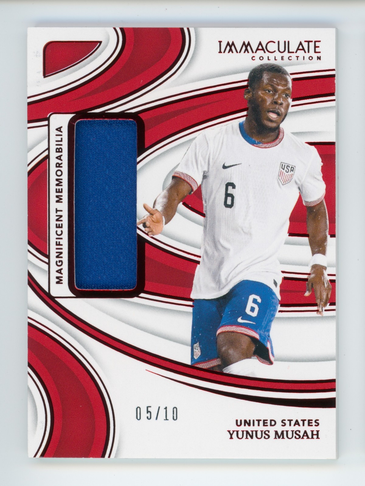 2024-25 Yunus Musah Panini Immaculate Ruby USMNT Jersey Patch Soccer Card 5/10