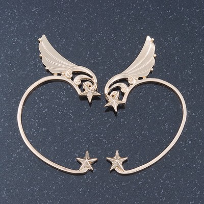 One Pair Wing & Star Ear Hook Cuff Earring In Gold Plating
