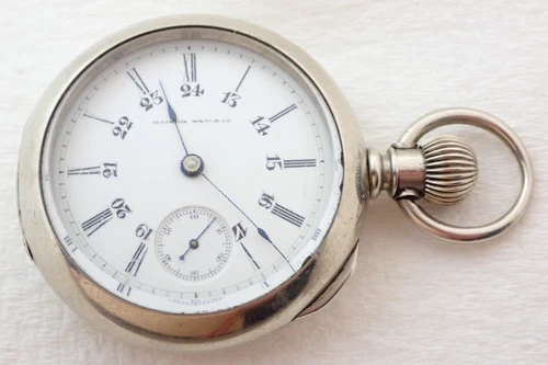 ANTIQUE 18s ILLINOIS GRADE 4 11 JEWEL 24 HOUR DIAL ORESILVER POCKET WATCH