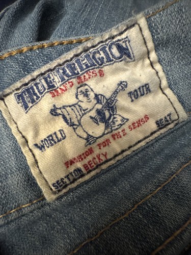 Vintage True Religion Jeans Women 29 Blue Becky Bootcut Distressed Denim Stretch - Picture 17 of 21