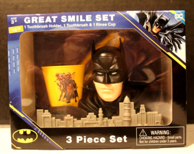 Batman DC Comics Travel Toothbrush, Holder & Rinse Cup Great Smile Set