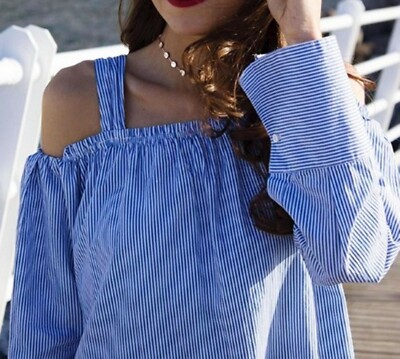 ZARA blue embroidered poplin mini dress striped Ref. 7521/109 S 8 UK 36 EU  4 US | eBay