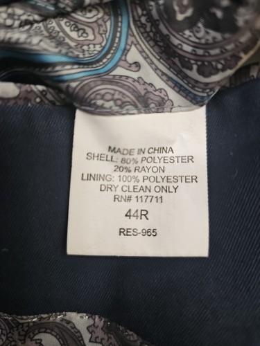 Alan Flusser Blazer Mens Solid Blue Size 44R - Picture 8 of 8