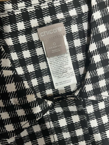 Chico’s SZ 0 (US 4/6) Women’s Black/White Gingham Plaid Jacket Coat/Pockets - Picture 4 of 6