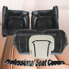 For 1999 2000 2001 2002 GMC Sierra Front Bottom Top Leather Seat Cover DARK GRAY