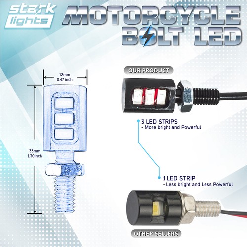 2x Tornillo de motocicleta 3-SMD LED Perno Lámpara Coche Matrícula Luz BLANCO HIELO 8K (E) - Imagen 4 de 4