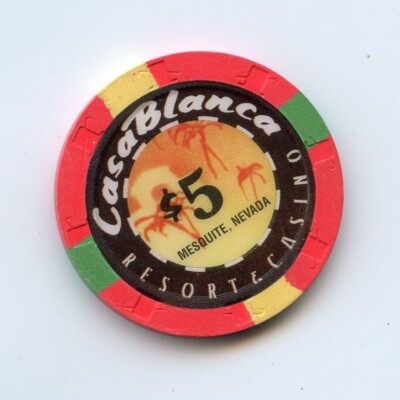 5.00 Chip from the CasaBlanca Casino Mesquite Nevada H&C